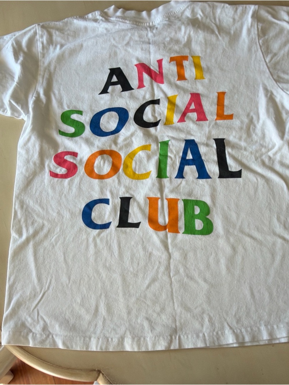 Anti Social Social Club White Tee with Rainbow Logo